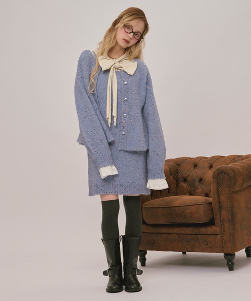 loin nuit（ロワンニュイ）の「spangle mini onepiece / スパンコールミニワンピース（ワンピース・レディース・ブルー/アイボリー/グレー/ブラック/ピンク/ライトブラウン・FREE）」の14枚目の写真