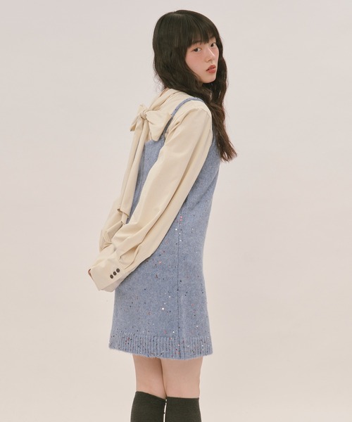 loin nuit（ロワンニュイ）の「spangle mini onepiece / スパンコールミニワンピース（ワンピース・レディース・ブルー/アイボリー/グレー/ブラック/ピンク/ライトブラウン・FREE）」の10枚目の写真