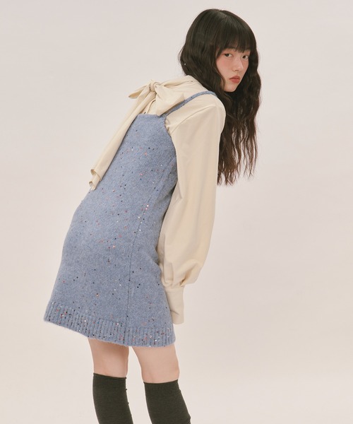 loin nuit（ロワンニュイ）の「spangle mini onepiece / スパンコールミニワンピース（ワンピース・レディース・ブルー/アイボリー/グレー/ブラック/ピンク/ライトブラウン・FREE）」の11枚目の写真