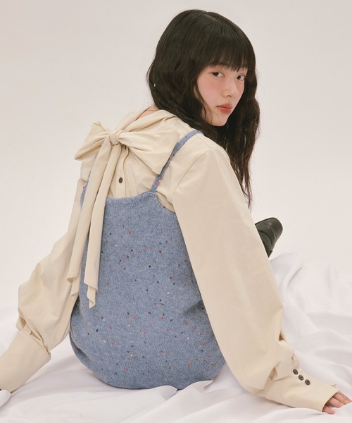 loin nuit（ロワンニュイ）の「spangle mini onepiece / スパンコールミニワンピース（ワンピース・レディース・ブルー/アイボリー/グレー/ブラック/ピンク/ライトブラウン・FREE）」の12枚目の写真