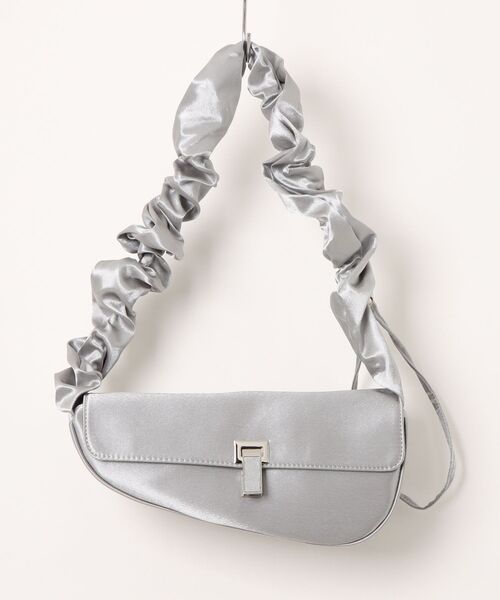 prendre la joie(プレンドレラジョア)の「【Prendre la joie】アシンメトリーサテンクラッチバッグ/ギャザー2WAYショルダー/パーティーバッグ(クラッチバッグ・レディース・イエローゴールド/ブラック/シルバー・FREE)」の2枚目の写真