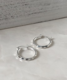 THEATER シアター ダイヤモンドカットチャンキーフープシルバーピアス L size(taxco)