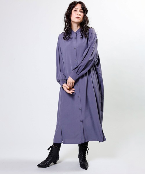 OSMOSIS(オズモーシス)の「バックギャザーワンピース(ワンピース・レディース・ブラック/ブルーグレー/カーキ・ONE SIZE)」の4枚目の写真