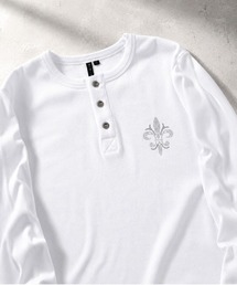 BIKE STAR（バイクスター）の「BIKESTAR ラインストーンジャストフィットテレコヘンリーネックT 長袖（Tシャツ/カットソー）」