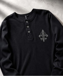 BIKE STAR（バイクスター）の「BIKESTAR ラインストーンジャストフィットテレコヘンリーネックT 長袖（Tシャツ/カットソー）」