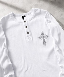 BIKE STAR（バイクスター）の「BIKESTAR ラインストーンジャストフィットテレコヘンリーネックT 長袖（Tシャツ/カットソー）」