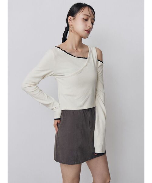 MURUA(ムルーア)の「リブダブルウエストミニスカート 秋服(スカート・レディース・ブラック/グレー/カーキ・1/2)」の15枚目の写真
