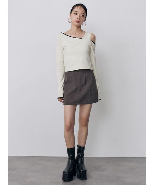 MURUA(ムルーア)の「リブダブルウエストミニスカート 秋服(スカート・レディース・ブラック/グレー/カーキ・1/2)」の17枚目の写真