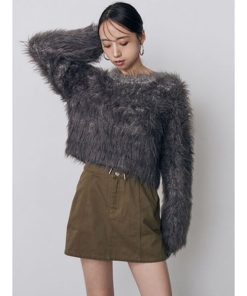 MURUA(ムルーア)の「リブダブルウエストミニスカート 秋服(スカート・レディース・ブラック/グレー/カーキ・1/2)」の5枚目の写真