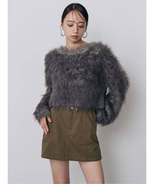 MURUA(ムルーア)の「リブダブルウエストミニスカート 秋服(スカート・レディース・ブラック/グレー/カーキ・1/2)」の6枚目の写真