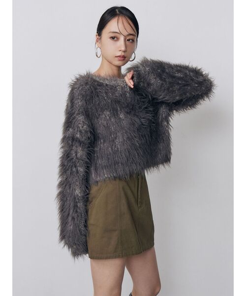 MURUA(ムルーア)の「リブダブルウエストミニスカート 秋服(スカート・レディース・ブラック/グレー/カーキ・1/2)」の7枚目の写真