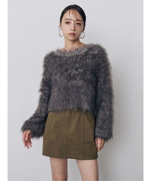MURUA(ムルーア)の「リブダブルウエストミニスカート 秋服(スカート・レディース・ブラック/グレー/カーキ・1/2)」の8枚目の写真