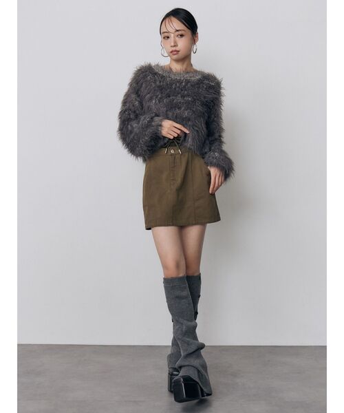 MURUA(ムルーア)の「リブダブルウエストミニスカート 秋服(スカート・レディース・ブラック/グレー/カーキ・1/2)」の10枚目の写真