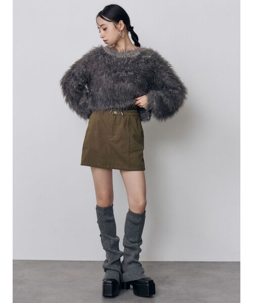 MURUA(ムルーア)の「リブダブルウエストミニスカート 秋服(スカート・レディース・ブラック/グレー/カーキ・1/2)」の11枚目の写真