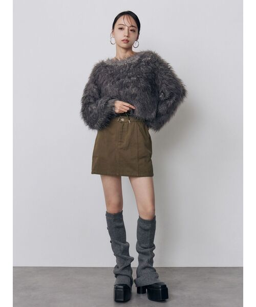 MURUA(ムルーア)の「リブダブルウエストミニスカート 秋服(スカート・レディース・ブラック/グレー/カーキ・1/2)」の12枚目の写真