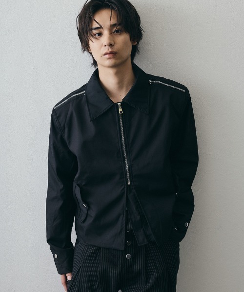 Shoowtime(ショウタイム)の「Minimal Stand Collar Half-Zip Short Blouson / ミニマルスタンドカラーハーフジップショートブルゾン(ブルゾン・メンズ・ブラック・X-LARGE/LARGE/MEDIUM)」の1枚目の写真
