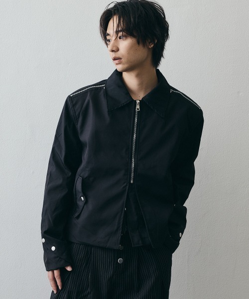 Shoowtime(ショウタイム)の「Minimal Stand Collar Half-Zip Short Blouson / ミニマルスタンドカラーハーフジップショートブルゾン(ブルゾン・メンズ・ブラック・X-LARGE/LARGE/MEDIUM)」の12枚目の写真