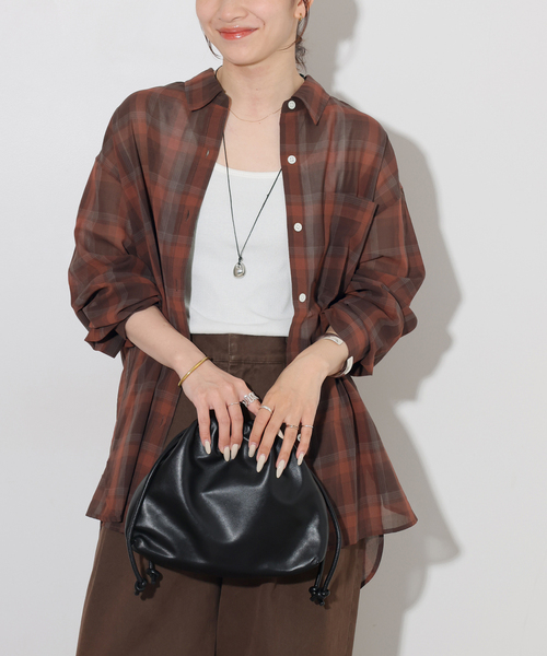 JOURNAL STANDARD relume(ジャーナルスタンダード レリューム)の「シアーボイルコットンチェックシャツ(シャツ/ブラウス・レディース・ブラック系その他/ベージュ系その他/ネイビー/チョコ・FREE)」の3枚目の写真