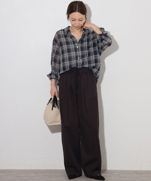 JOURNAL STANDARD relume(ジャーナルスタンダード レリューム)の「シアーボイルコットンチェックシャツ(シャツ/ブラウス・レディース・ブラック系その他/ベージュ系その他/ネイビー/チョコ・FREE)」の5枚目の写真