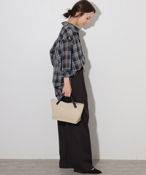JOURNAL STANDARD relume(ジャーナルスタンダード レリューム)の「シアーボイルコットンチェックシャツ(シャツ/ブラウス・レディース・ブラック系その他/ベージュ系その他/ネイビー/チョコ・FREE)」の6枚目の写真