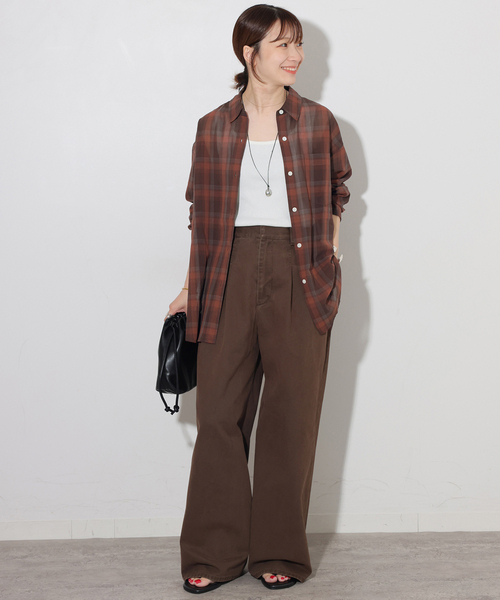 JOURNAL STANDARD relume(ジャーナルスタンダード レリューム)の「シアーボイルコットンチェックシャツ(シャツ/ブラウス・レディース・ブラック系その他/ベージュ系その他/ネイビー/チョコ・FREE)」の11枚目の写真