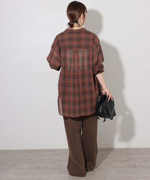 JOURNAL STANDARD relume(ジャーナルスタンダード レリューム)の「シアーボイルコットンチェックシャツ(シャツ/ブラウス・レディース・ブラック系その他/ベージュ系その他/ネイビー/チョコ・FREE)」の13枚目の写真