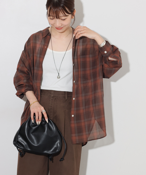 JOURNAL STANDARD relume(ジャーナルスタンダード レリューム)の「シアーボイルコットンチェックシャツ(シャツ/ブラウス・レディース・ブラック系その他/ベージュ系その他/ネイビー/チョコ・FREE)」の15枚目の写真