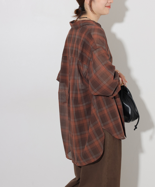 JOURNAL STANDARD relume(ジャーナルスタンダード レリューム)の「シアーボイルコットンチェックシャツ(シャツ/ブラウス・レディース・ブラック系その他/ベージュ系その他/ネイビー/チョコ・FREE)」の16枚目の写真