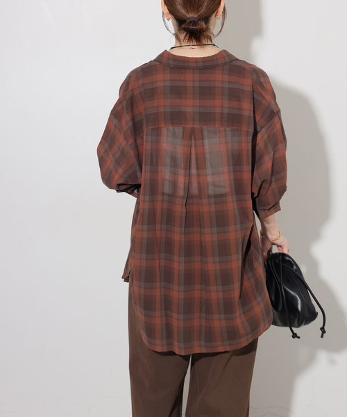 JOURNAL STANDARD relume(ジャーナルスタンダード レリューム)の「シアーボイルコットンチェックシャツ(シャツ/ブラウス・レディース・ブラック系その他/ベージュ系その他/ネイビー/チョコ・FREE)」の17枚目の写真