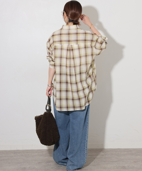 JOURNAL STANDARD relume(ジャーナルスタンダード レリューム)の「シアーボイルコットンチェックシャツ(シャツ/ブラウス・レディース・ブラック系その他/ベージュ系その他/ネイビー/チョコ・FREE)」の20枚目の写真