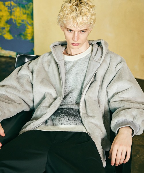 HARE(ハレ)の「リバーシブルフードファーブルゾン(HARE)(ブルゾン・メンズ・ブラック/パープル/グレー・SMALL/MEDIUM)」の1枚目の写真