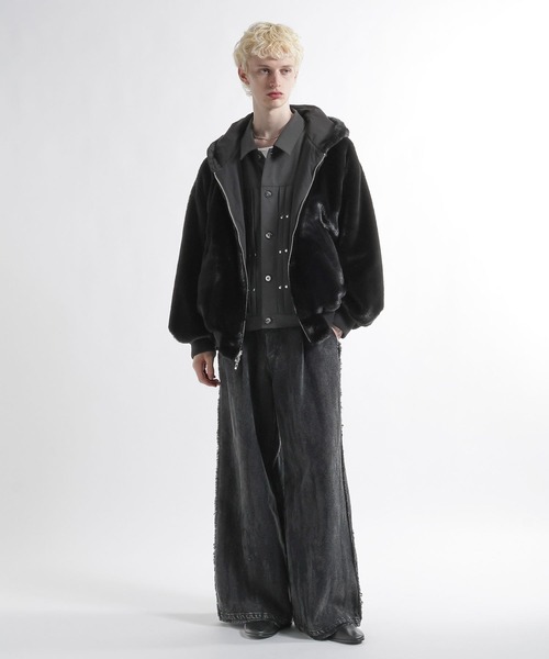 HARE(ハレ)の「リバーシブルフードファーブルゾン(HARE)(ブルゾン・メンズ・ブラック/パープル/グレー・SMALL/MEDIUM)」の5枚目の写真