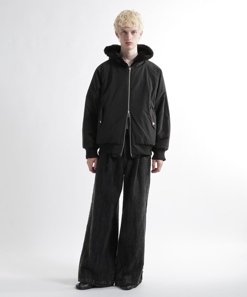 HARE(ハレ)の「リバーシブルフードファーブルゾン(HARE)(ブルゾン・メンズ・ブラック/パープル/グレー・SMALL/MEDIUM)」の6枚目の写真