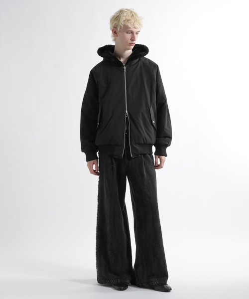 HARE(ハレ)の「リバーシブルフードファーブルゾン(HARE)(ブルゾン・メンズ・ブラック/パープル/グレー・SMALL/MEDIUM)」の7枚目の写真