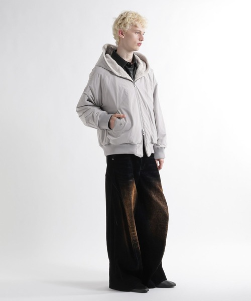 HARE(ハレ)の「リバーシブルフードファーブルゾン(HARE)(ブルゾン・メンズ・ブラック/パープル/グレー・SMALL/MEDIUM)」の12枚目の写真