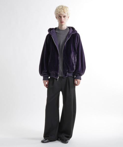 HARE(ハレ)の「リバーシブルフードファーブルゾン(HARE)(ブルゾン・メンズ・ブラック/パープル/グレー・SMALL/MEDIUM)」の14枚目の写真