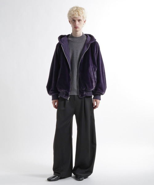 HARE(ハレ)の「リバーシブルフードファーブルゾン(HARE)(ブルゾン・メンズ・ブラック/パープル/グレー・SMALL/MEDIUM)」の15枚目の写真