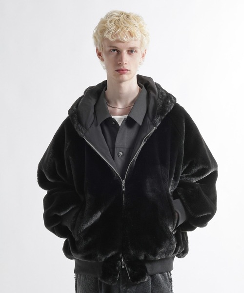 HARE(ハレ)の「リバーシブルフードファーブルゾン(HARE)(ブルゾン・メンズ・ブラック/パープル/グレー・SMALL/MEDIUM)」の16枚目の写真