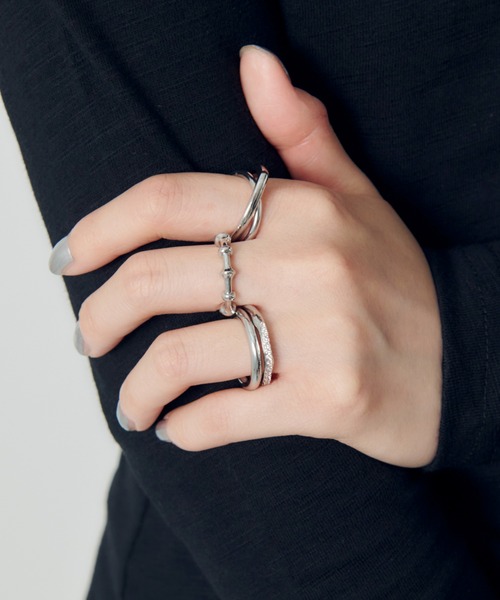 GOLDY(ゴールディ)の「4PCS リップル ライン スタック セット リング(リング・レディース・シルバー系その他/シルバー/シルバー×ゴールド/その他・FREE)」の2枚目の写真