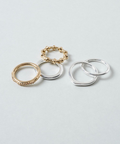 GOLDY(ゴールディ)の「4PCS リップル ライン スタック セット リング(リング・レディース・シルバー系その他/シルバー/シルバー×ゴールド/その他・FREE)」の12枚目の写真
