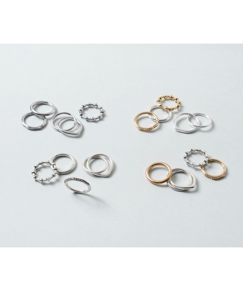 GOLDY(ゴールディ)の「4PCS リップル ライン スタック セット リング(リング・レディース・シルバー系その他/シルバー/シルバー×ゴールド/その他・FREE)」の6枚目の写真