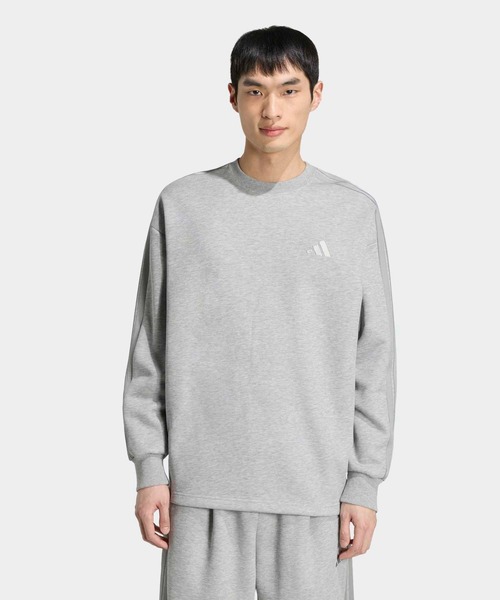 adidas(アディダス)の「エッセンシャルズ プラス ルーズフィット スリーストライプス コンテンポラリー スペーサーニット スウェットシャツ / トレーナー / アディダス adidas(スウェット・メンズ・グレー・XX-LARGE/3XL/X-LARGE/SMALL/LARGE/MEDIUM)」の1枚目の写真