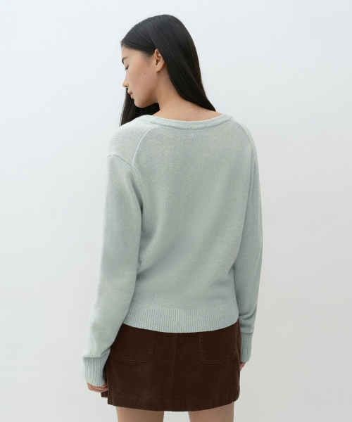 MUSINSA STANDARD WOMAN（ムシンサスタンダードウーマン）の「[ビクトリアウール] レディース Vネックニット [ミントグレー]（ニット/セーター・レディース・その他・MEDIUM/LARGE/SMALL/X-SMALL）」の3枚目の写真