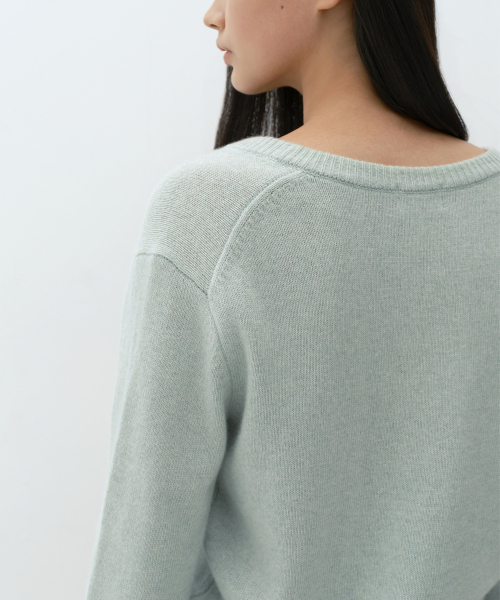 MUSINSA STANDARD WOMAN（ムシンサスタンダードウーマン）の「[ビクトリアウール] レディース Vネックニット [ミントグレー]（ニット/セーター・レディース・その他・MEDIUM/LARGE/SMALL/X-SMALL）」の5枚目の写真