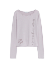 トライバルプリントロングスリーブTシャツ(ピンク)