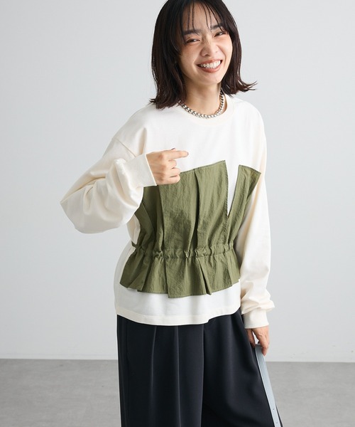 Green Parks(グリーンパークス)の「ビスチェドッキングミニ裏毛プルオーバー(Tシャツ/カットソー・レディース・杢グレー/カーキ・FREE)」の9枚目の写真