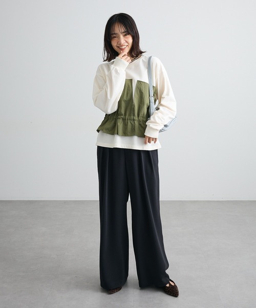 Green Parks(グリーンパークス)の「ビスチェドッキングミニ裏毛プルオーバー(Tシャツ/カットソー・レディース・杢グレー/カーキ・FREE)」の3枚目の写真
