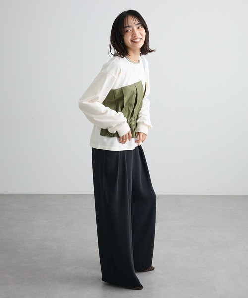 Green Parks(グリーンパークス)の「ビスチェドッキングミニ裏毛プルオーバー(Tシャツ/カットソー・レディース・杢グレー/カーキ・FREE)」の4枚目の写真