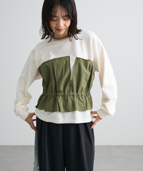 Green Parks(グリーンパークス)の「ビスチェドッキングミニ裏毛プルオーバー(Tシャツ/カットソー・レディース・杢グレー/カーキ・FREE)」の7枚目の写真