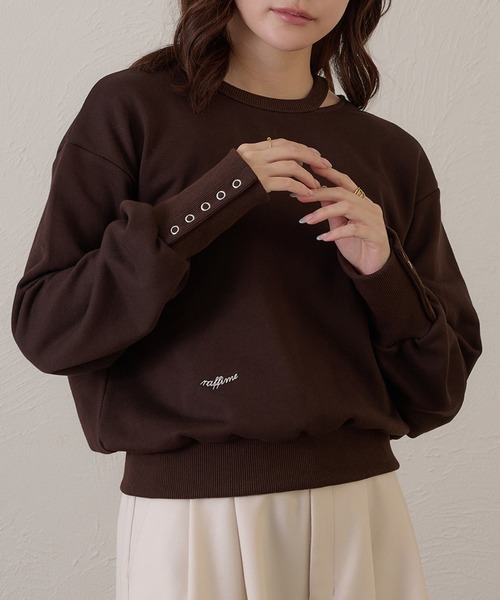 raffime(ラフィミー)の「【Raffime】カットアウトスウェットシャツ/プルオーバー(Tシャツ/カットソー・レディース・グレー/ダークブラウン・フリー)」の1枚目の写真